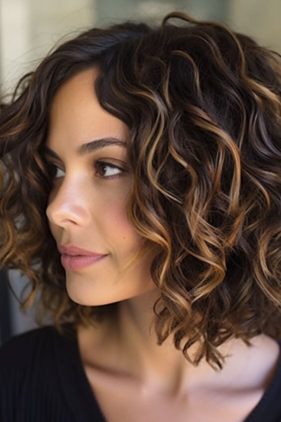 curly hairstyle for medium length