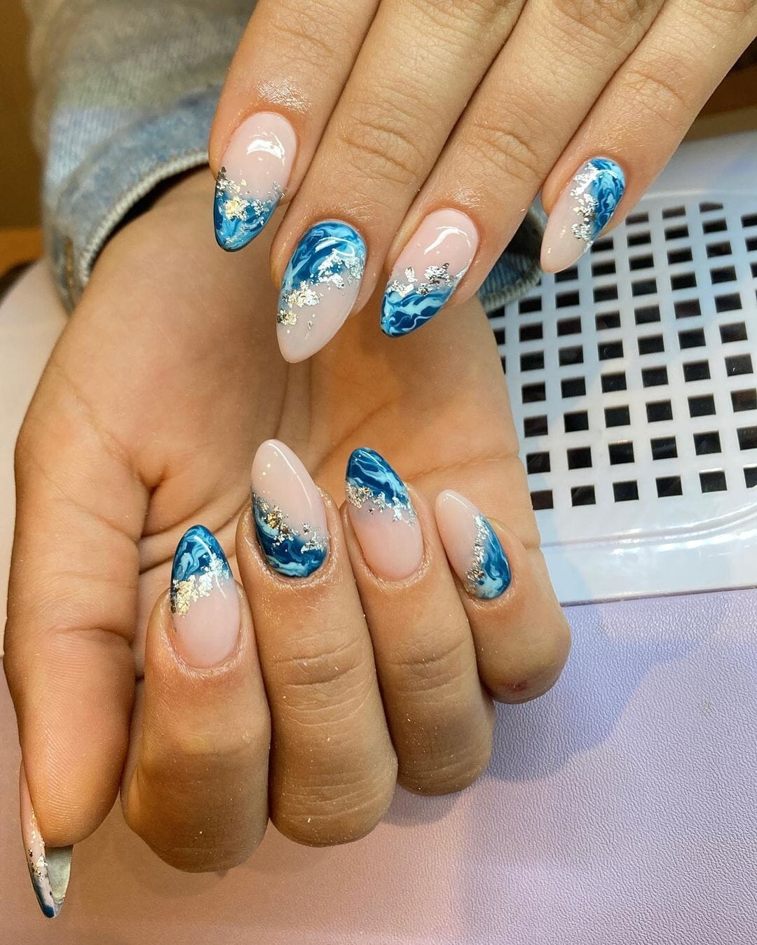 Milky White Nails With Design