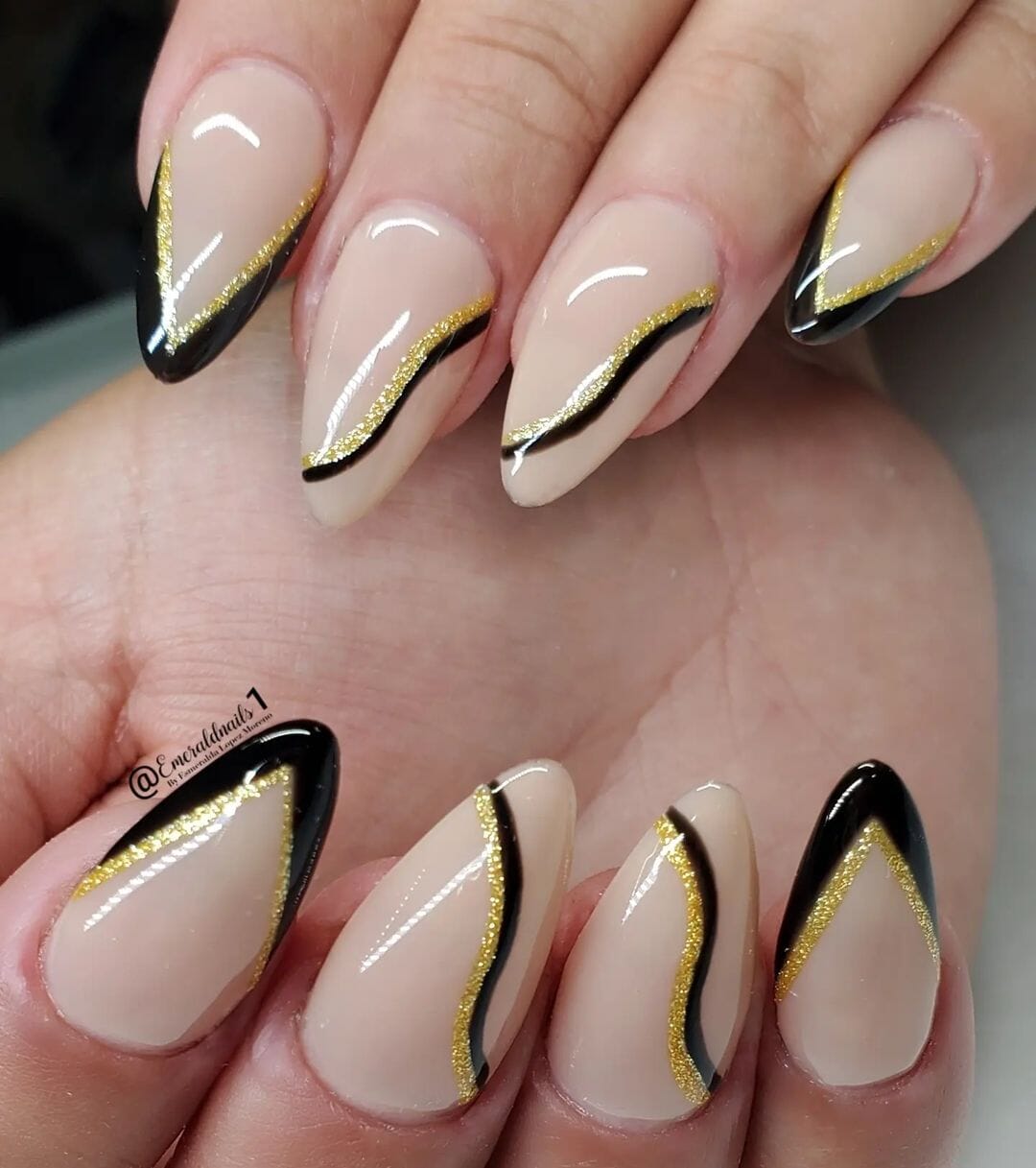 black and gold nail designs ideas