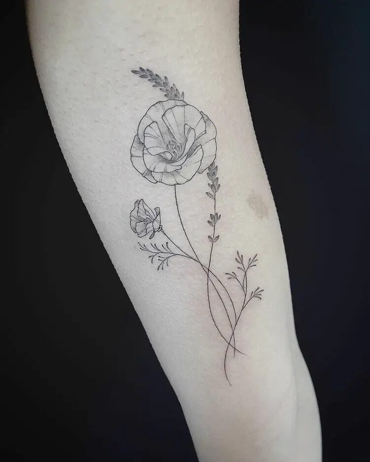 30 Lovely and Delightful Poppy Flower Tattoo Ideas and Design - Psycho Tats