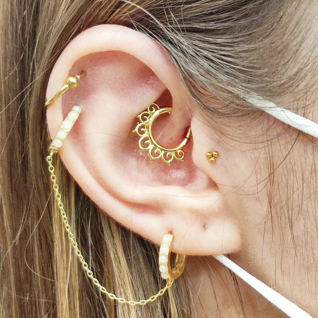 Gold helix piercing