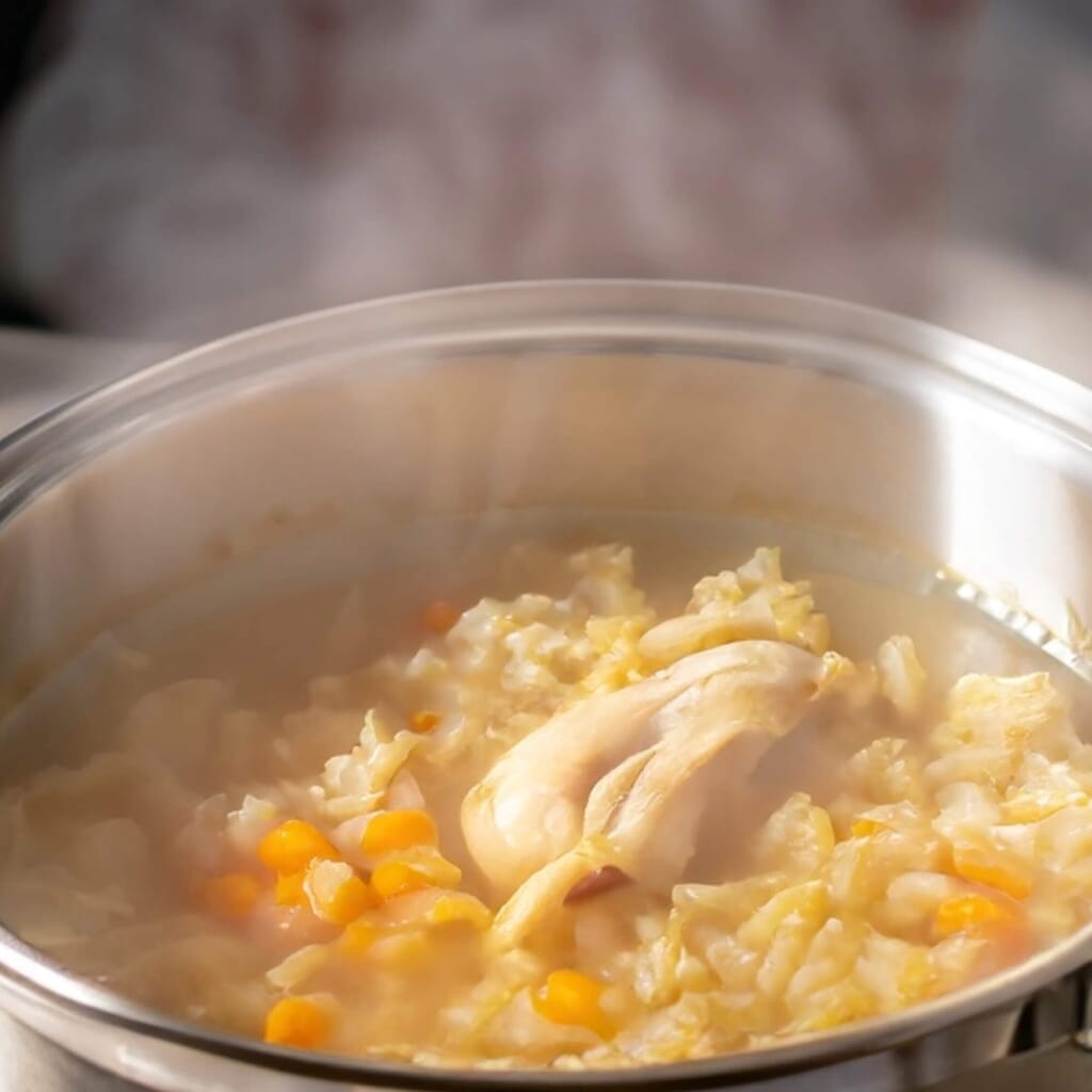preparing instant pot chicken and rice soup
