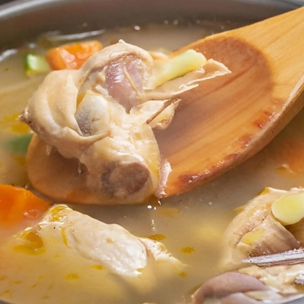 closeup of soup preparation